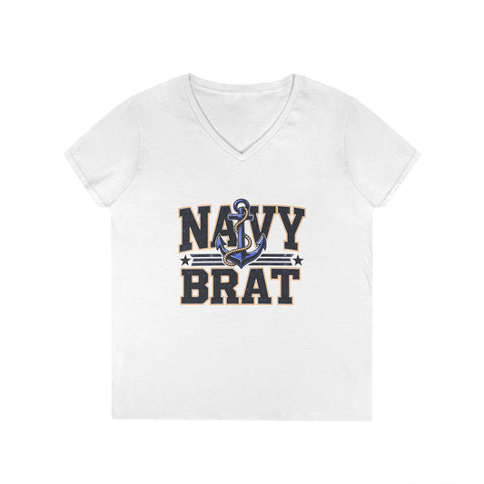 Navy Brat V-Neck Tee — Women's Military Family Shirt