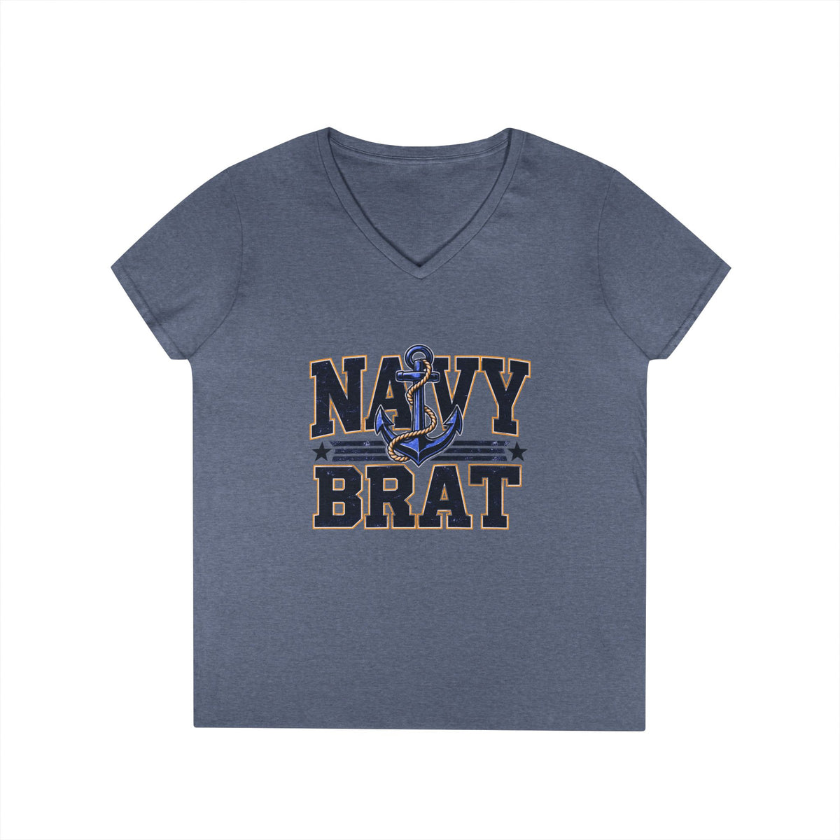 Navy Brat V-Neck Tee — Women's Military Family Shirt