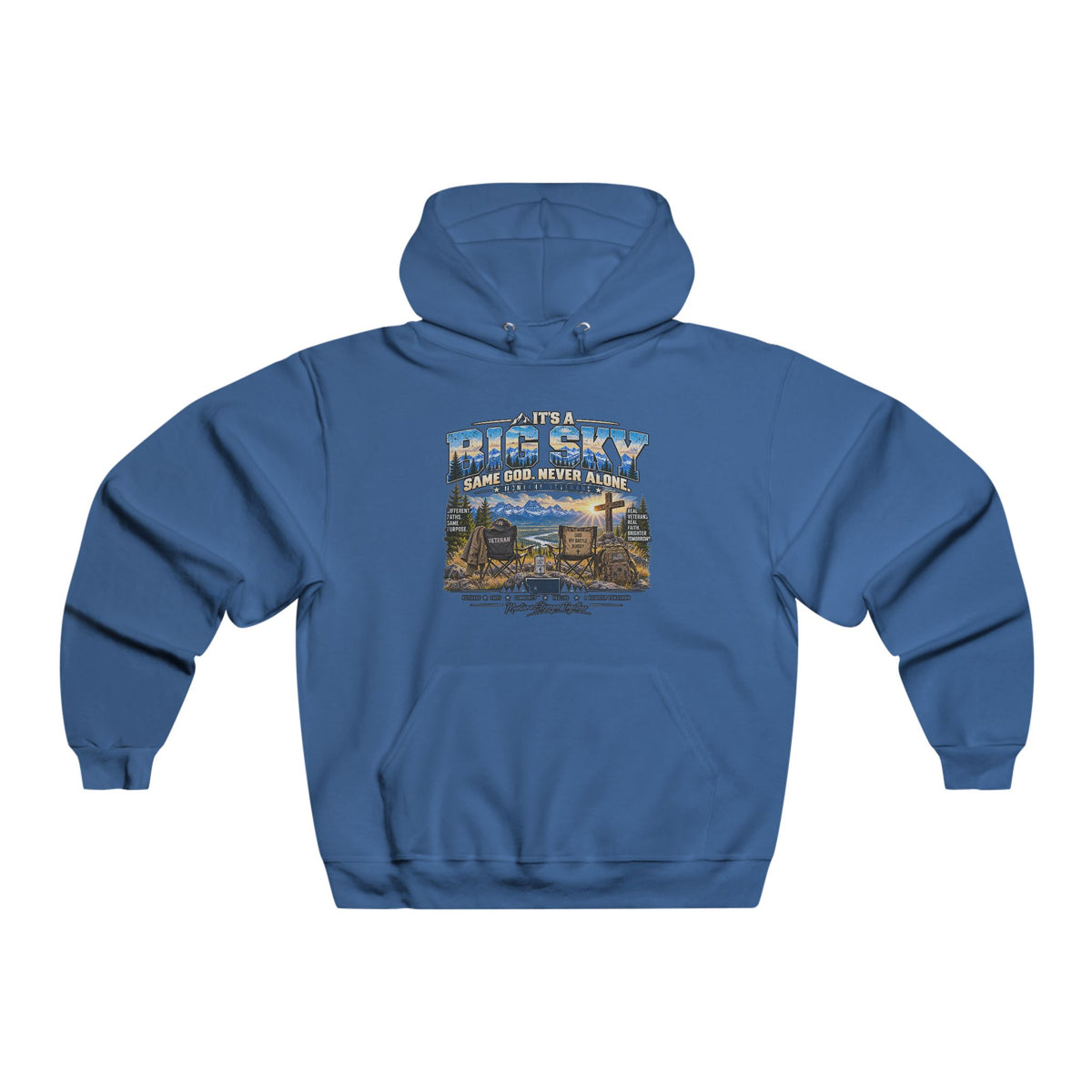 Vintage Route 66 Hoodie — "Anchored Together, Big Sky Same God, Never Alone" Graphic