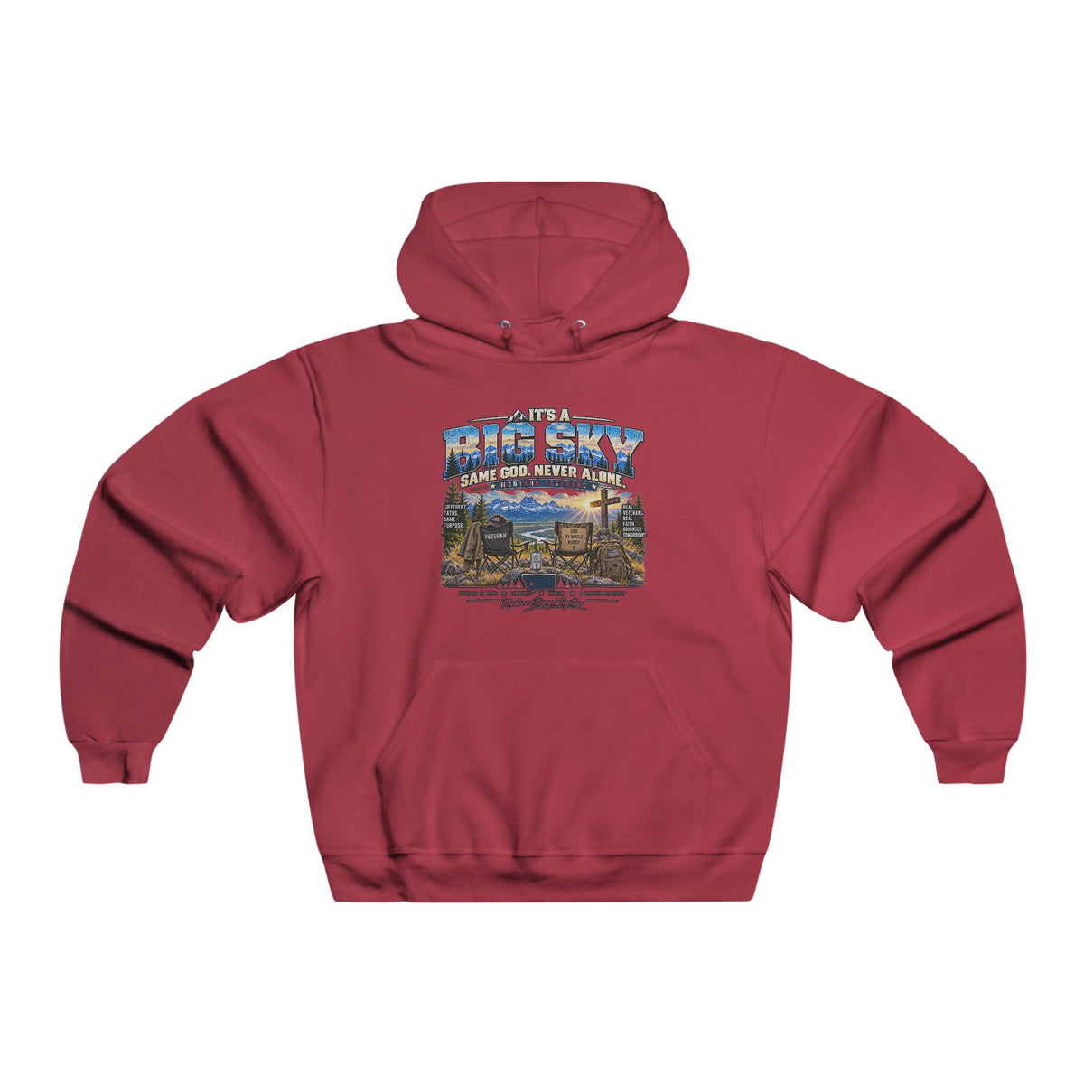 Vintage Route 66 Hoodie — "Anchored Together, Big Sky Same God, Never Alone" Graphic