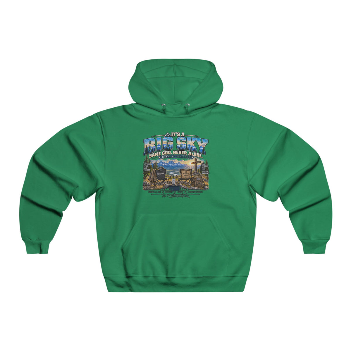 Vintage Route 66 Hoodie — "Anchored Together, Big Sky Same God, Never Alone" Graphic
