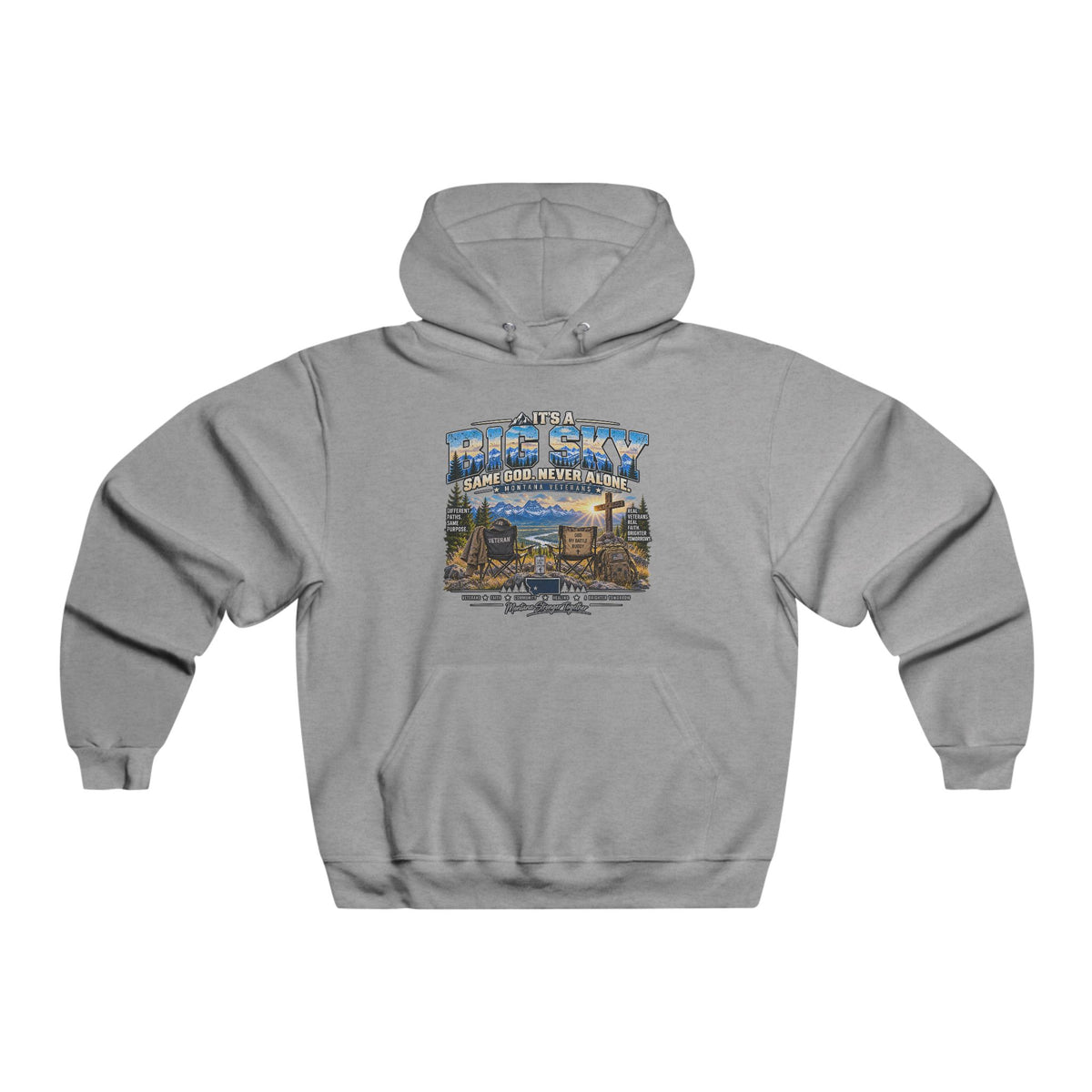 Vintage Route 66 Hoodie — "Anchored Together, Big Sky Same God, Never Alone" Graphic