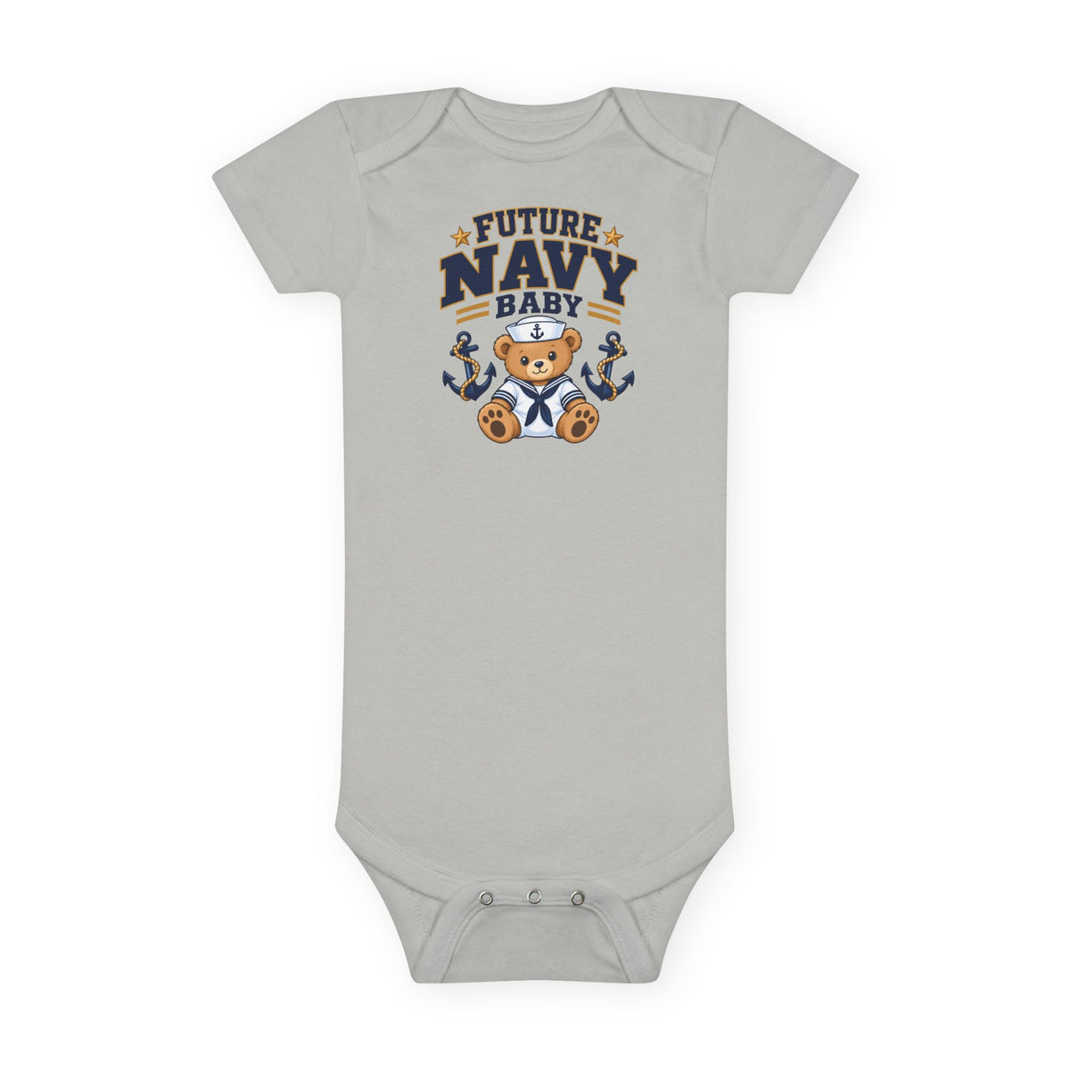 Future Navy Baby Onesie - Cute Teddy Anchor Infant Bodysuit