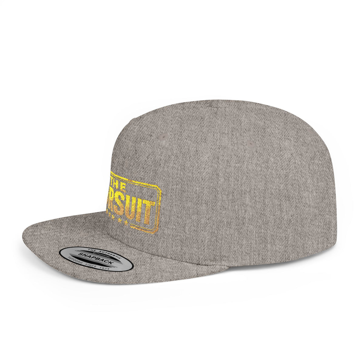 Snapback Hat — "The Pursuit" Gold Logo Flat Bill Cap
