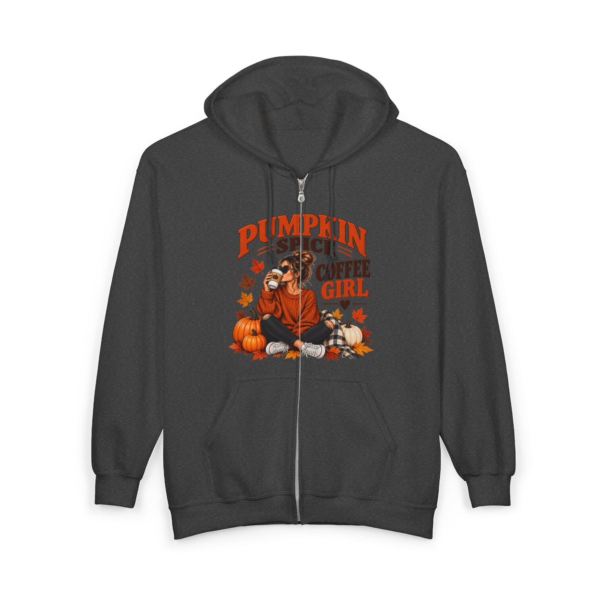 Pumpkin Spice Coffee Girl Zip Hoodie — Fall Pumpkin Autumn Sweater