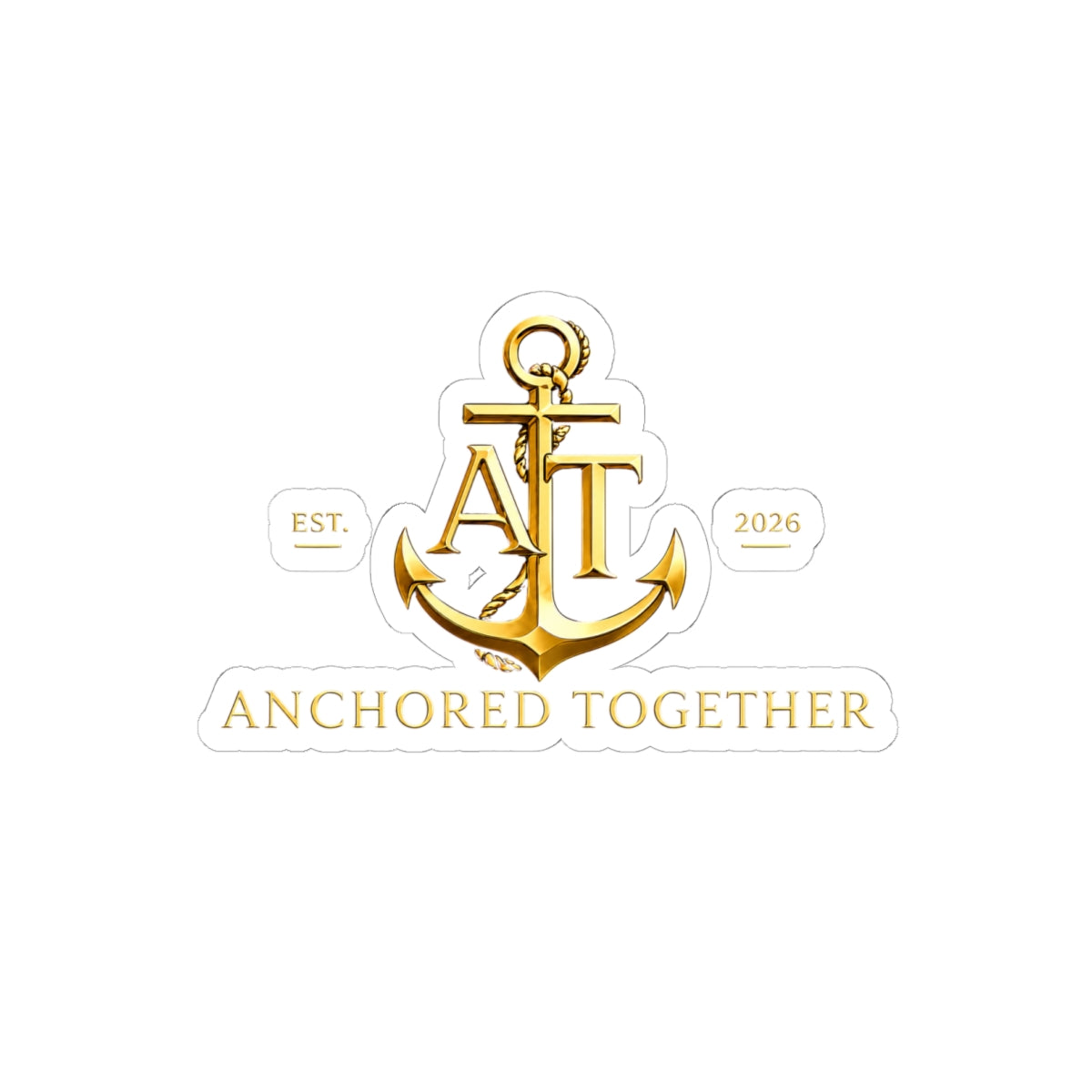 Anchored Together Gold Anchor Kiss-Cut Sticker