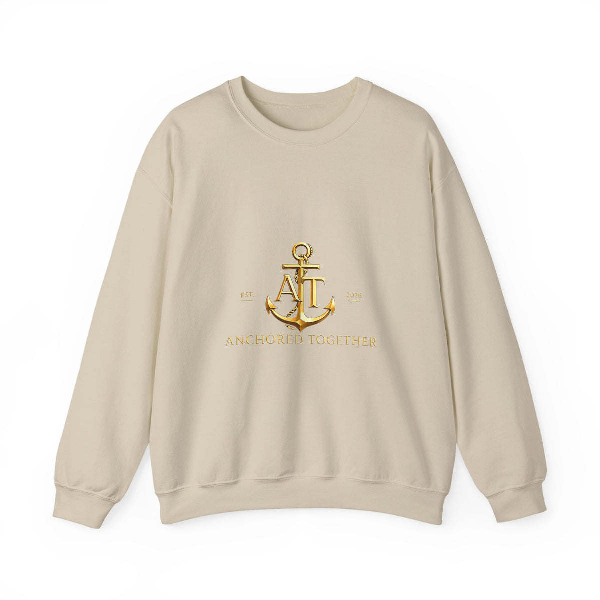 Crewneck Sweatshirt — Gold Anchor 'Anchored Together' Nautical Couples Crew