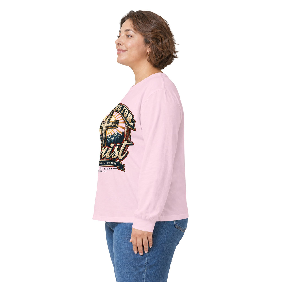 Working for Christ Long Sleeve Tee — Christian Faith Cross Shirt