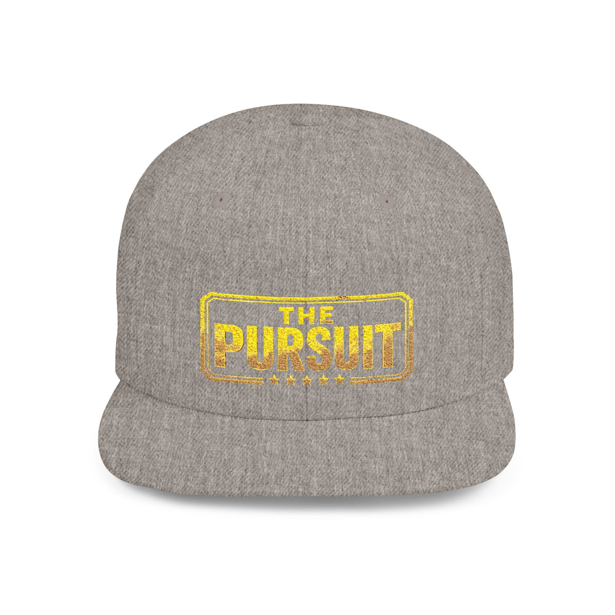Snapback Hat — "The Pursuit" Gold Logo Flat Bill Cap