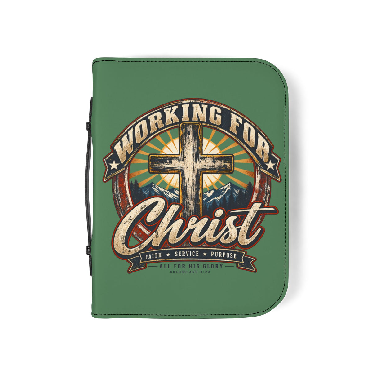 Bible Cover - "Working for Christ" / Grandpa Veteran Cross Zippered Bible Case