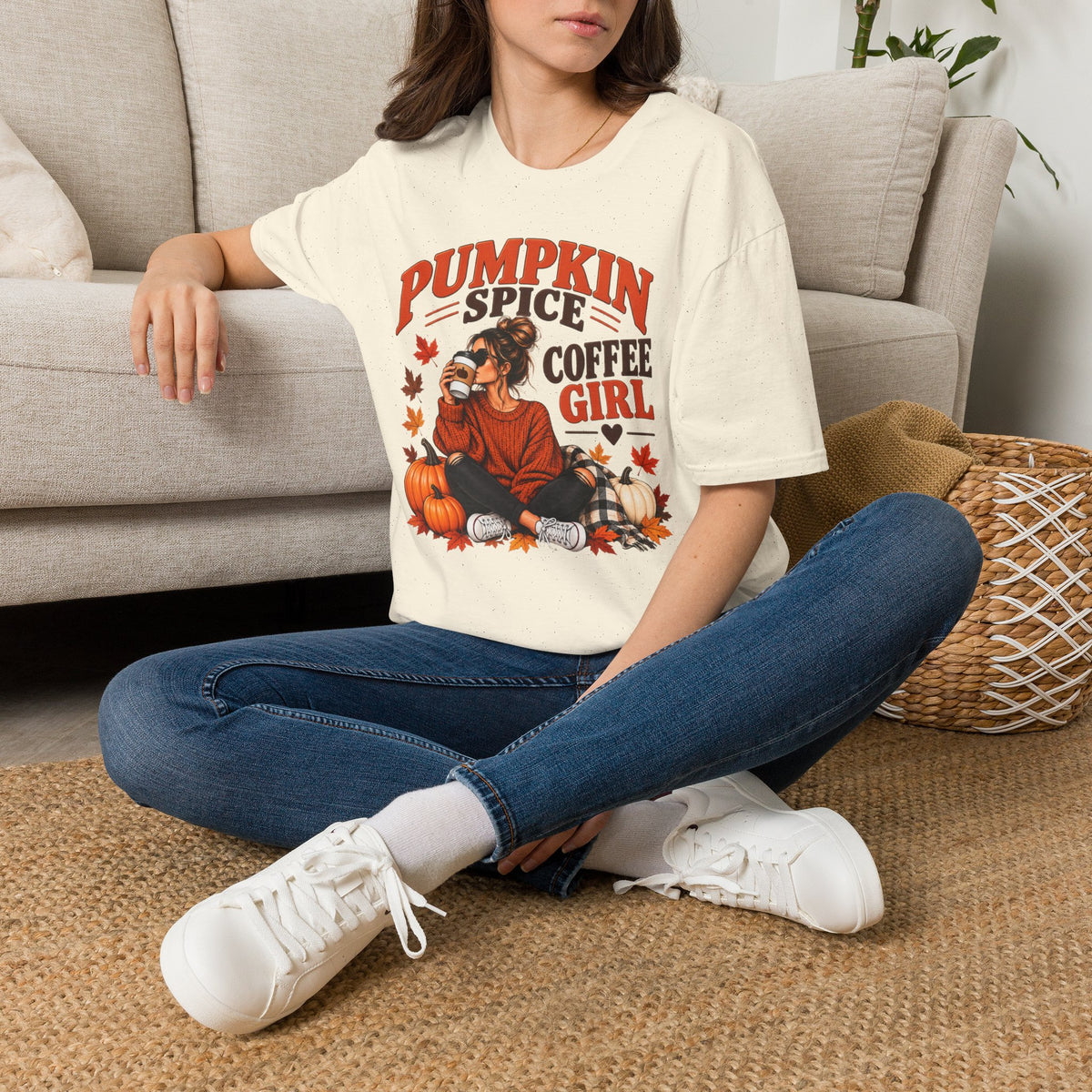 Pumpkin Spice Coffee Girl T‑Shirt — Autumn Cozy Fall Graphic Tee