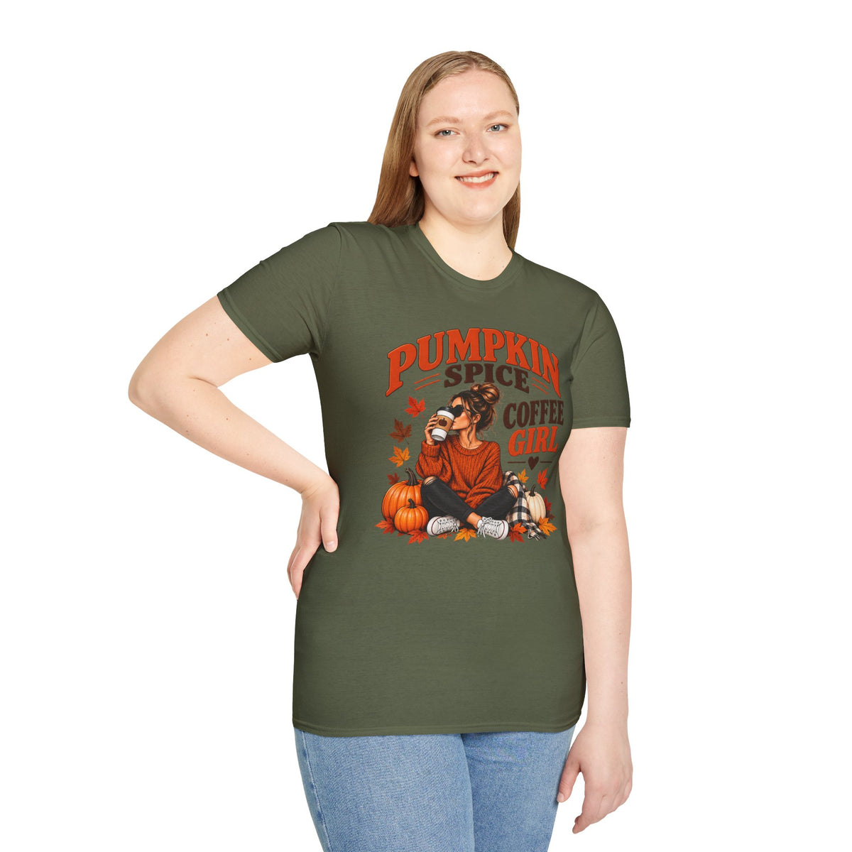 Pumpkin Spice Coffee Girl T‑Shirt — Autumn Cozy Fall Graphic Tee