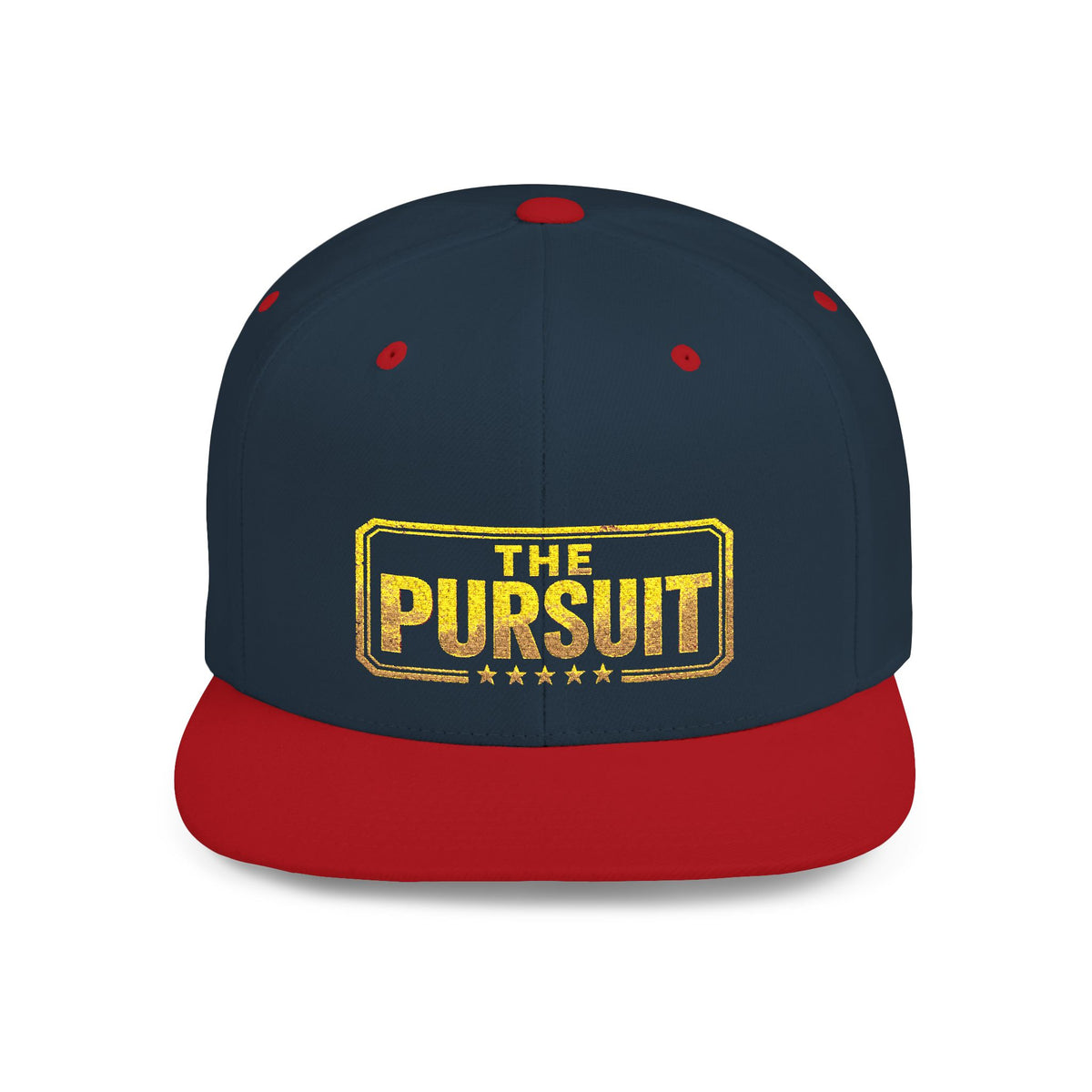 Snapback Hat — "The Pursuit" Gold Logo Flat Bill Cap