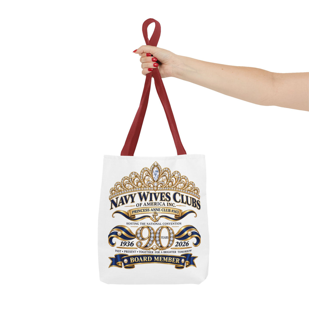 Navy Wives Club Tote Bag — 'Different Journeys, Same Navy Family' AOP Tote