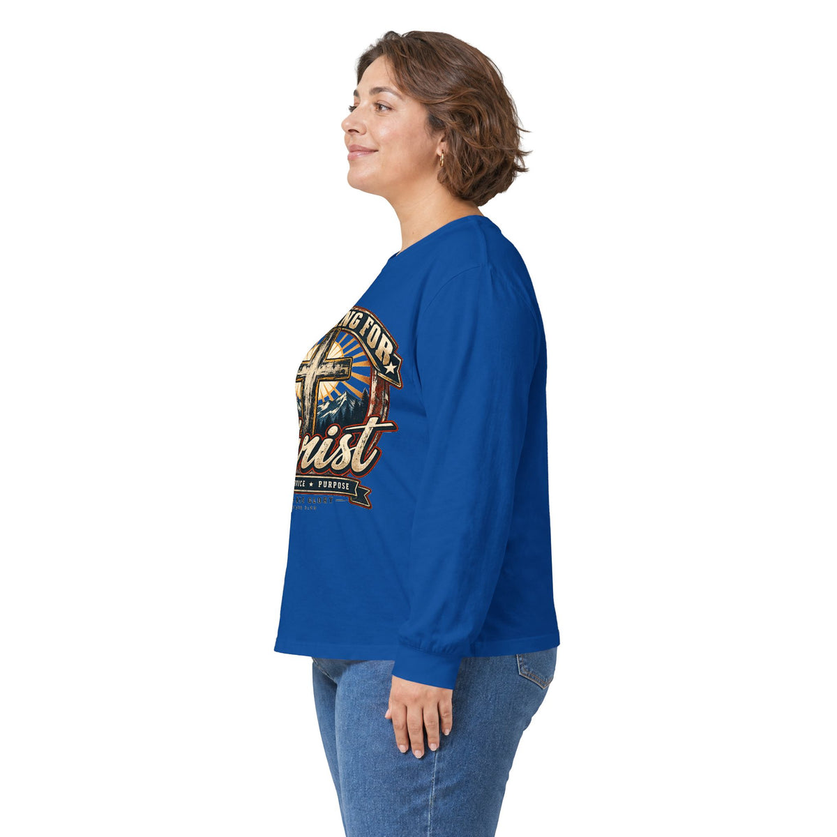 Working for Christ Long Sleeve Tee — Christian Faith Cross Shirt