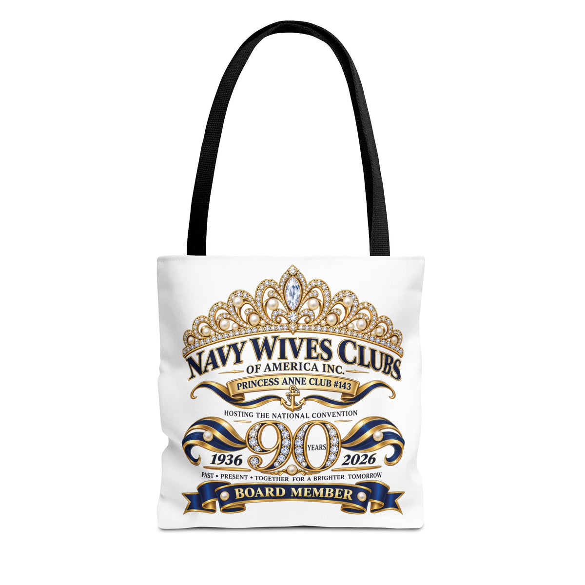 Navy Wives Club Tote Bag — 'Different Journeys, Same Navy Family' AOP Tote
