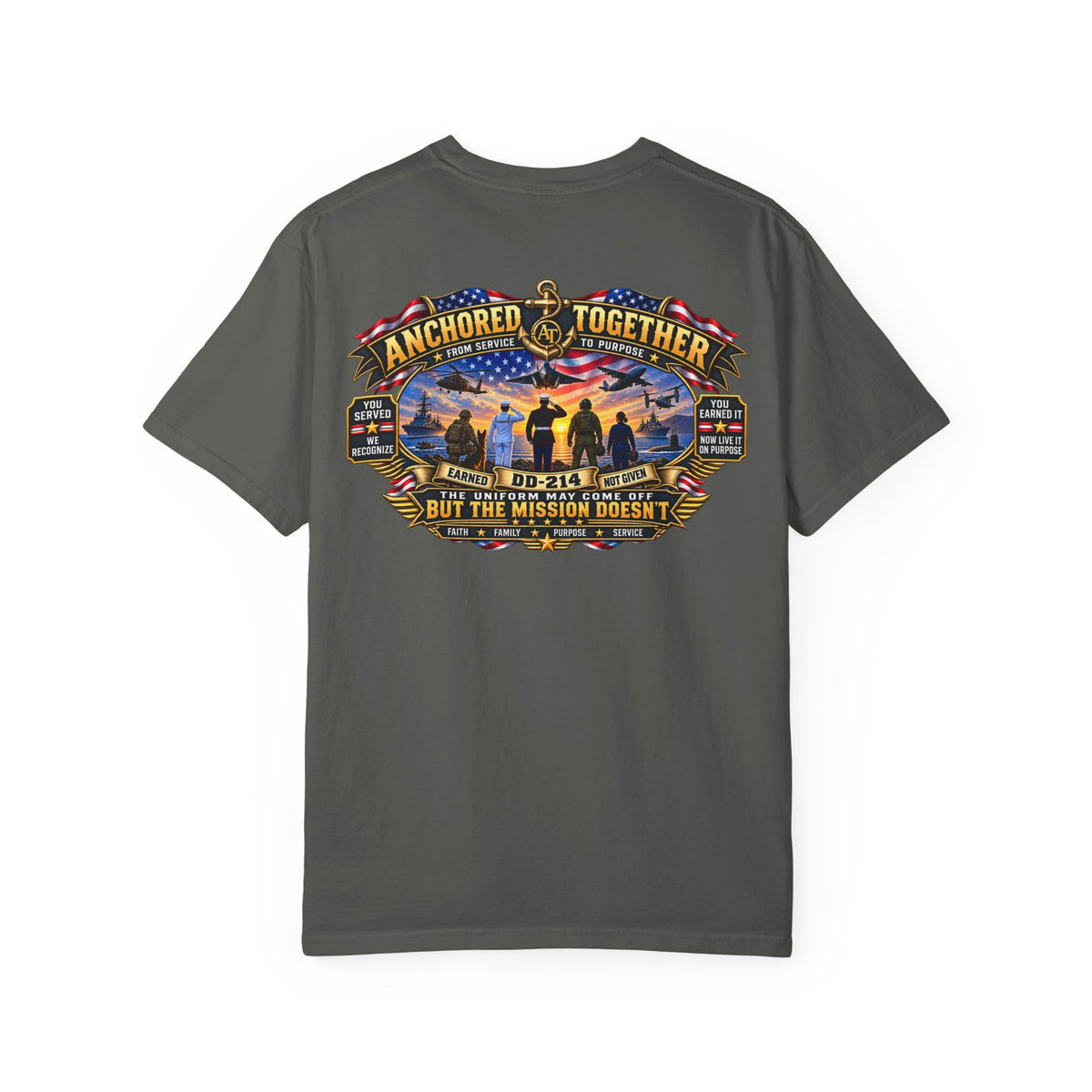 Anchored Together Military DD-214 Tribute T-Shirt — "Anchored Together" Graphic Tee