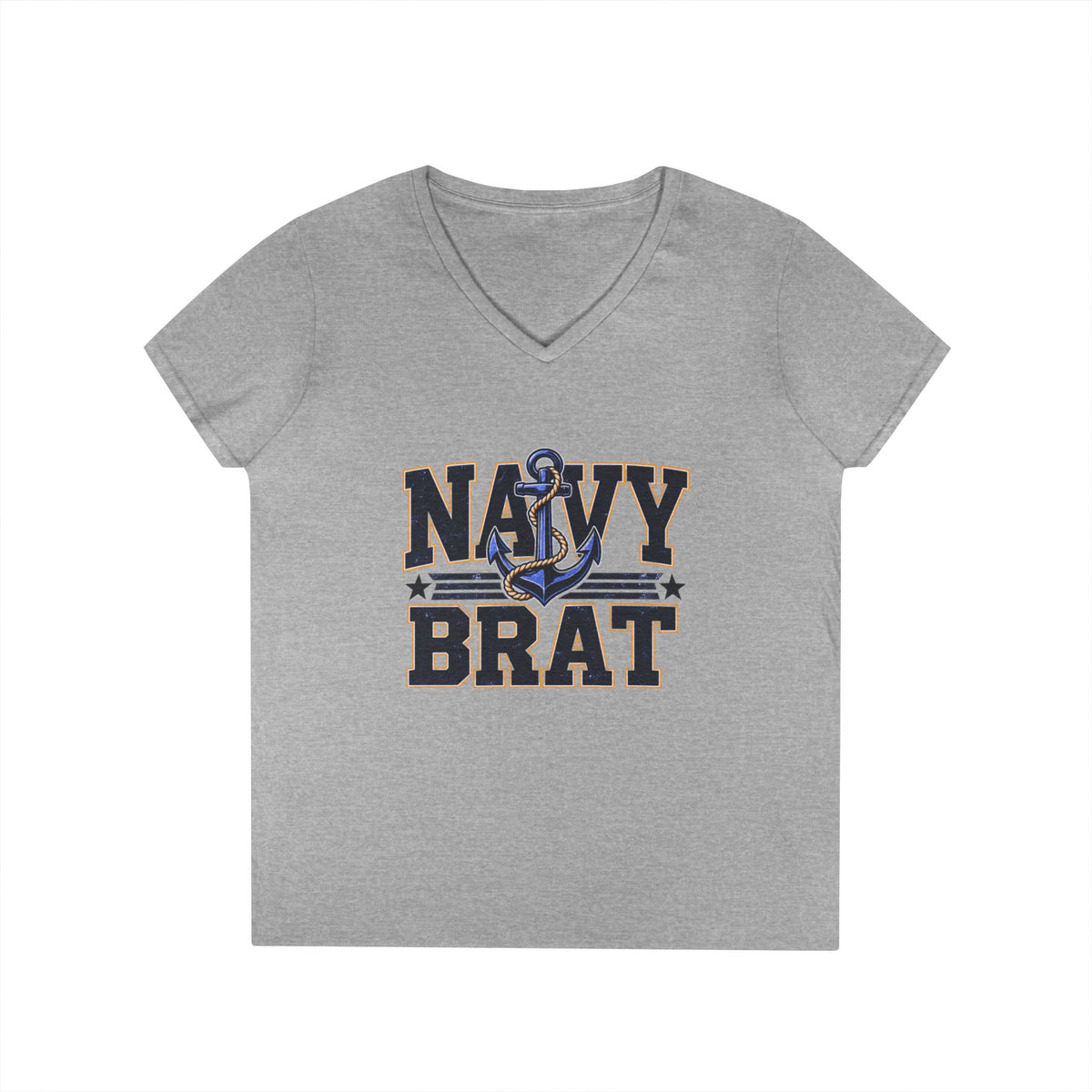Navy Brat V-Neck Tee — Women's Military Family Shirt