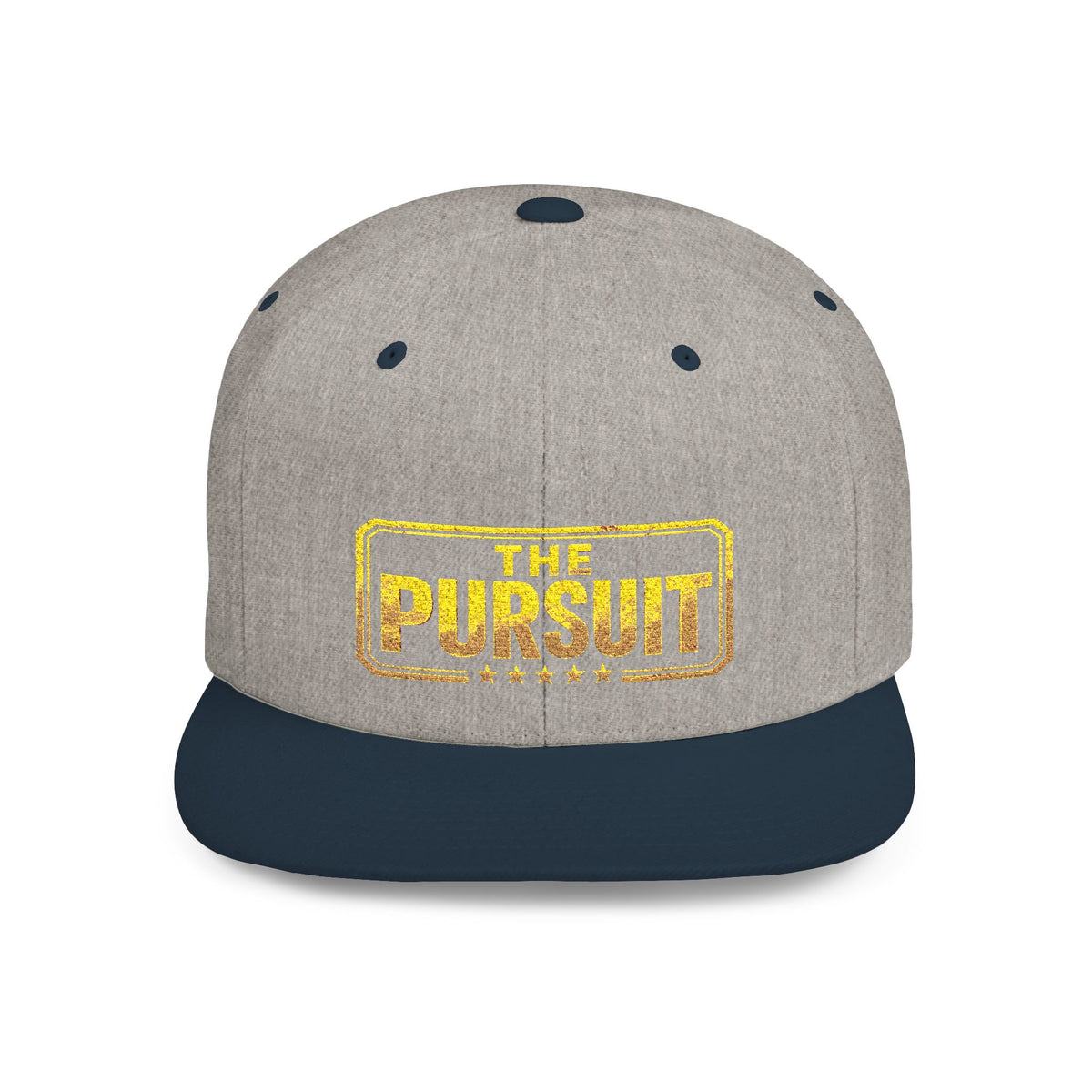 Snapback Hat — "The Pursuit" Gold Logo Flat Bill Cap