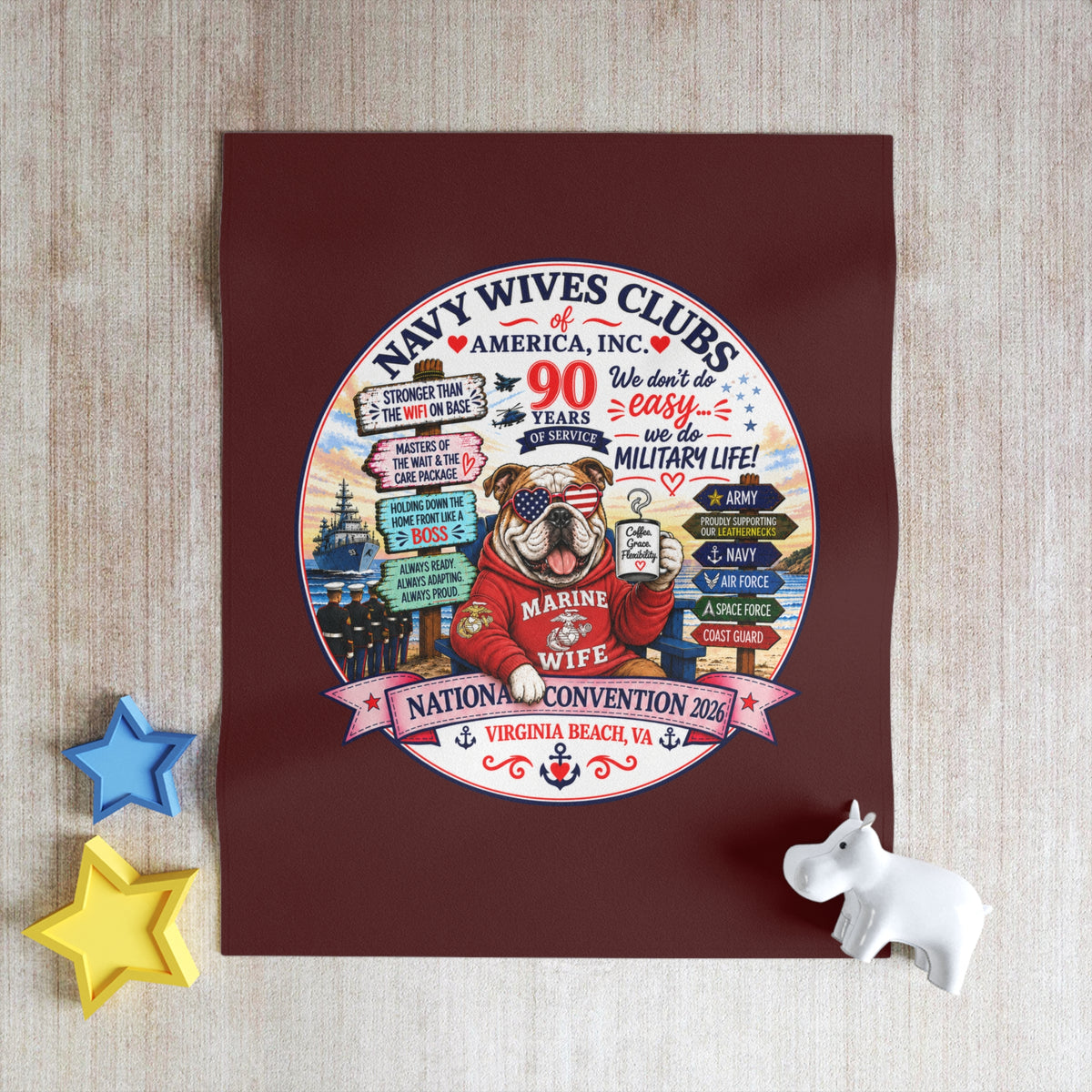 Navy Wives Clubs Marine Wife Throw Blanket — National Convention 2026 Souvenir
