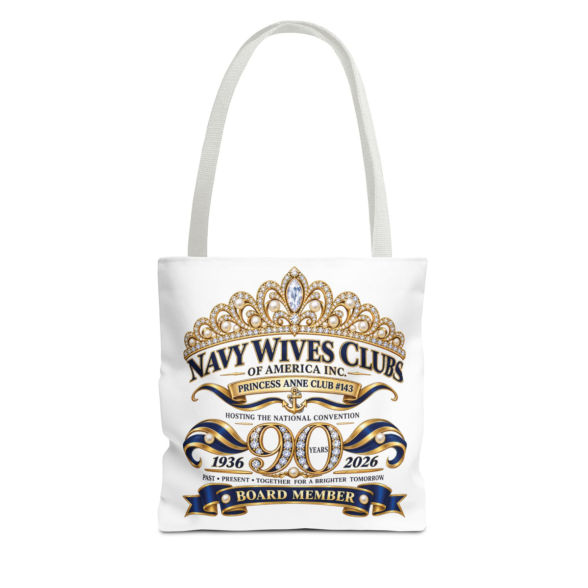Navy Wives Club Tote Bag — 'Different Journeys, Same Navy Family' AOP Tote