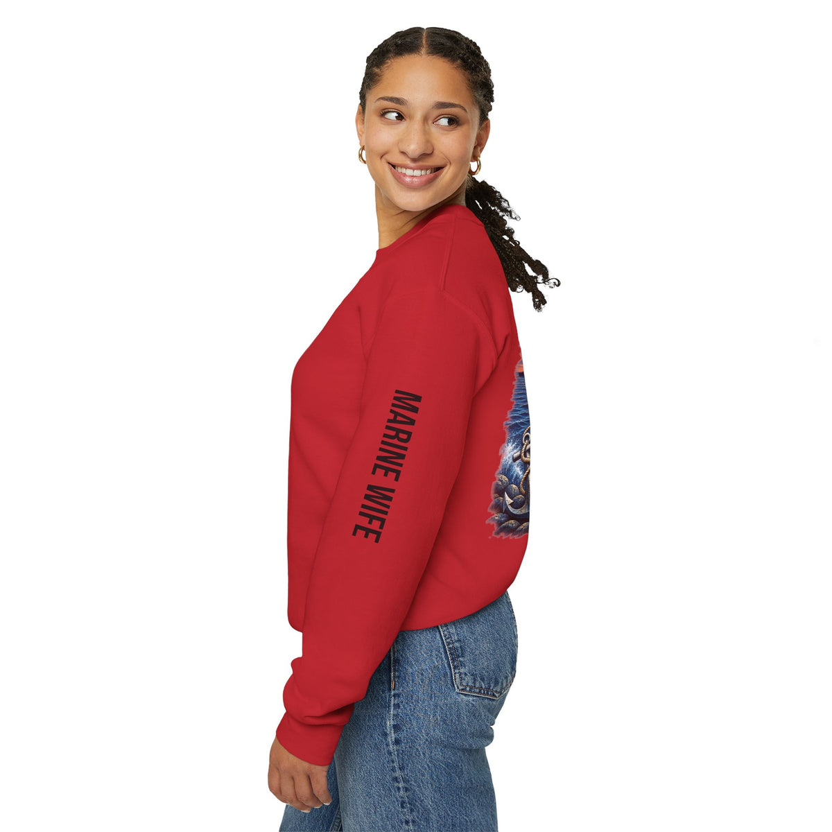 Miles Apart, Anchored Together — Marine Wife Deployment Crewneck Sweatshirt
