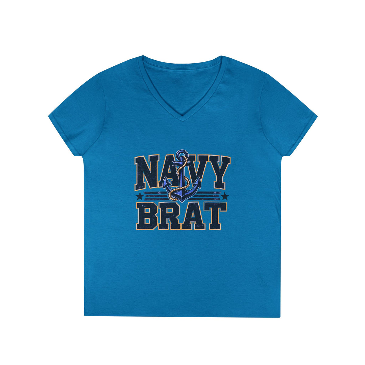 Navy Brat V-Neck Tee — Women's Military Family Shirt