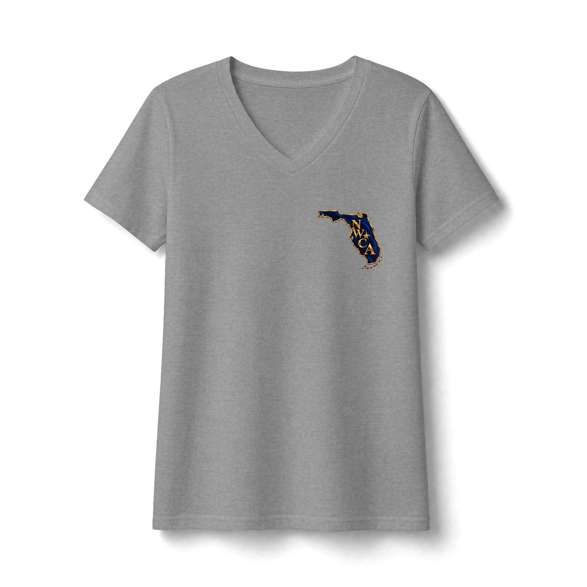Florida NWCA Central Florida V-Neck Tee — Palm Tree Sunset Design