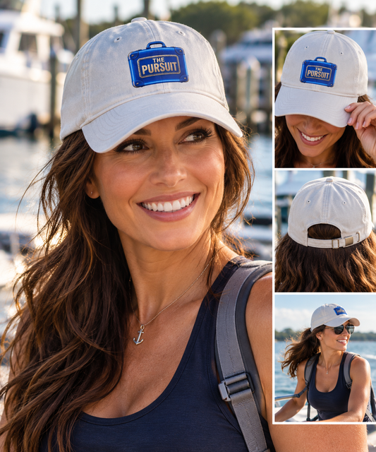 The Pursuit Travel Hat — Vintage Suitcase Embroidered Cap
