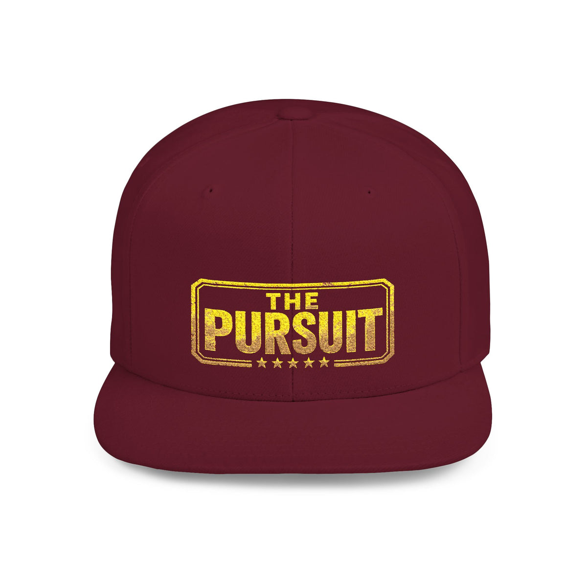 Snapback Hat — "The Pursuit" Gold Logo Flat Bill Cap