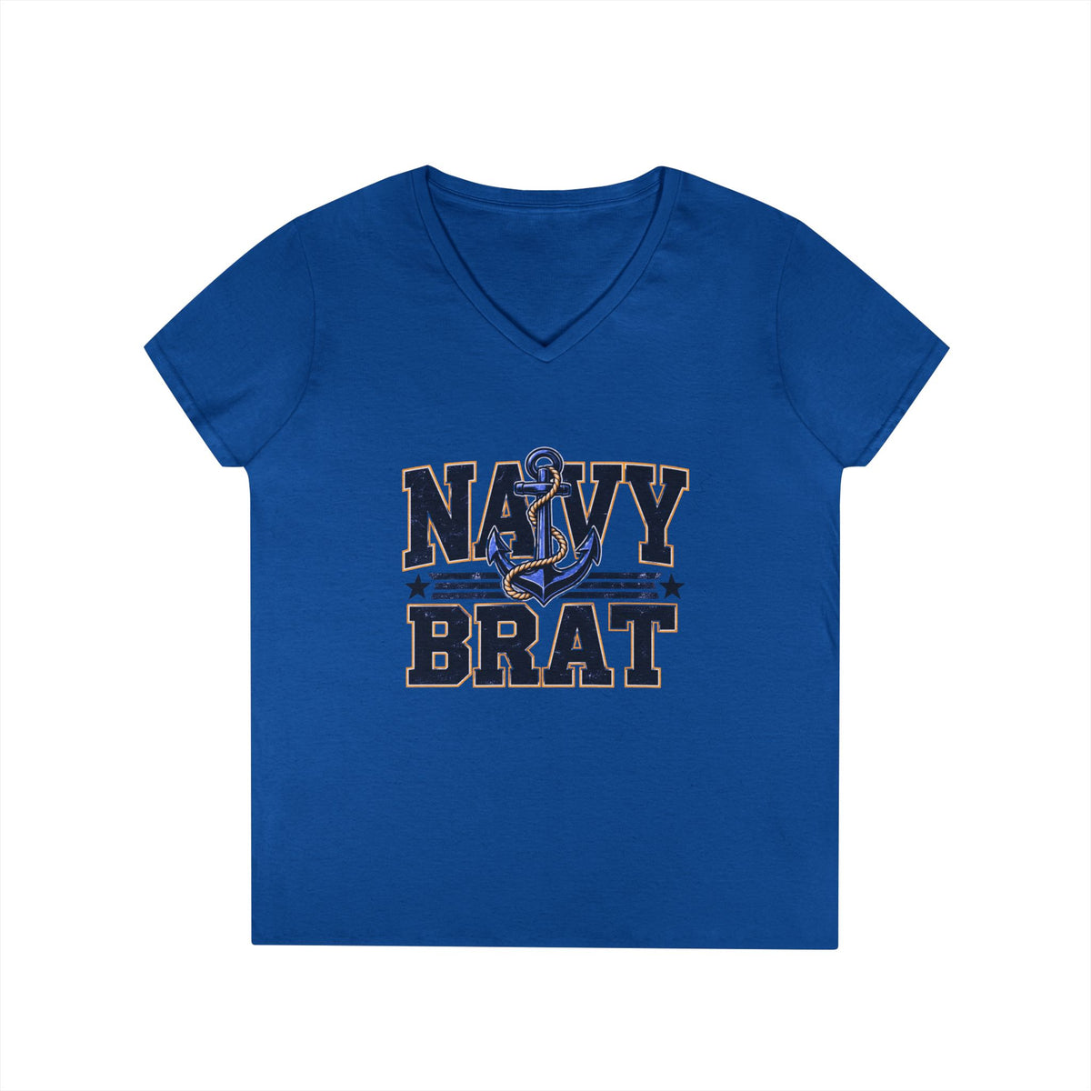 Navy Brat V-Neck Tee — Women's Military Family Shirt