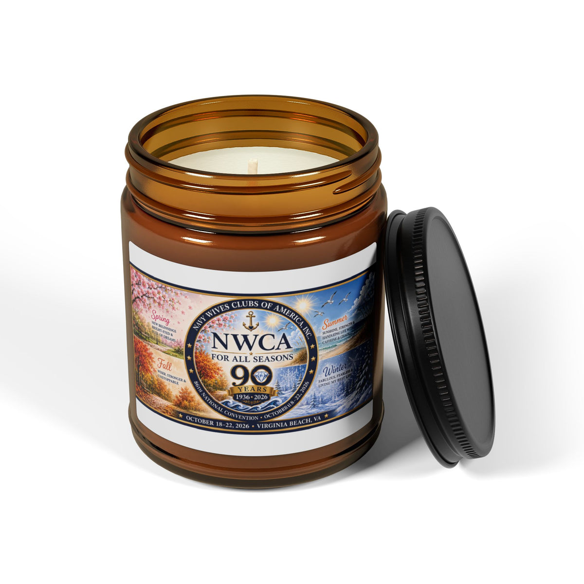 NWCA 90th Anniversary Scented Soy Candle — Amber Jar (Multiple Sizes)