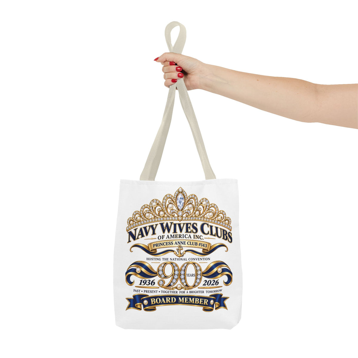 Navy Wives Club Tote Bag — 'Different Journeys, Same Navy Family' AOP Tote