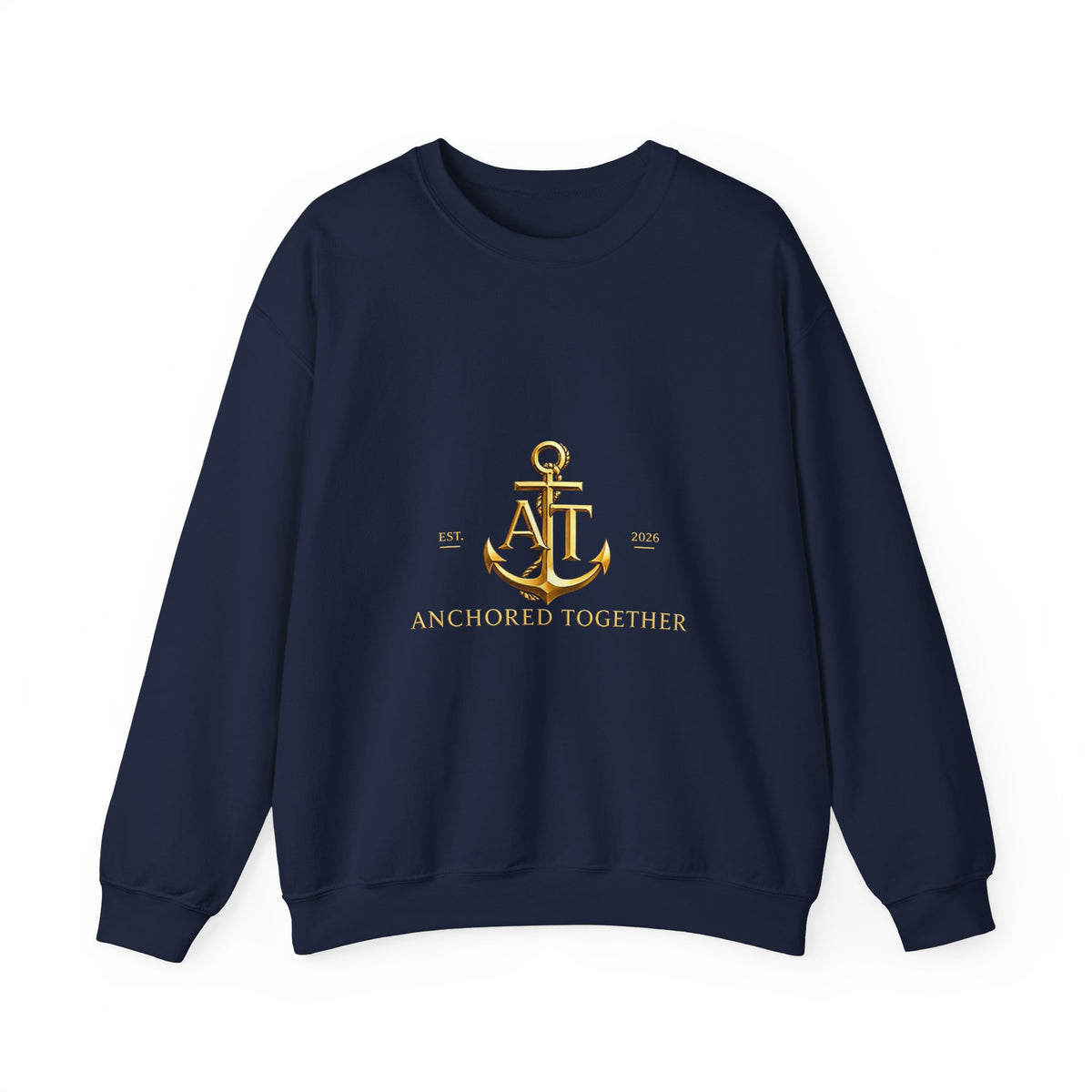 Crewneck Sweatshirt — Gold Anchor 'Anchored Together' Nautical Couples Crew