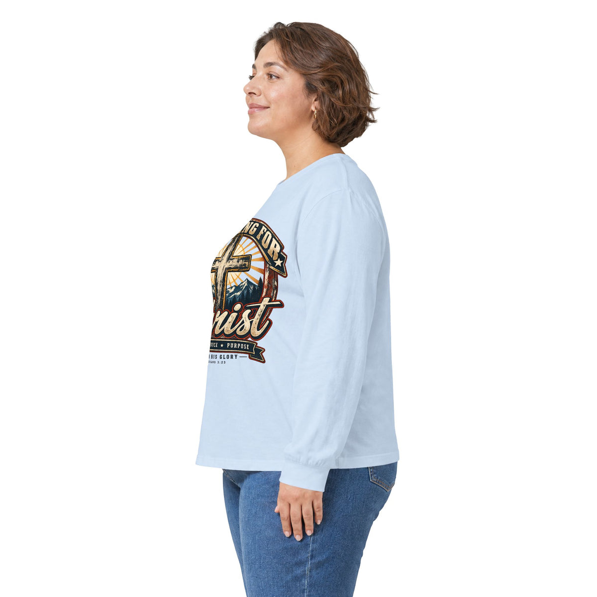 Working for Christ Long Sleeve Tee — Christian Faith Cross Shirt