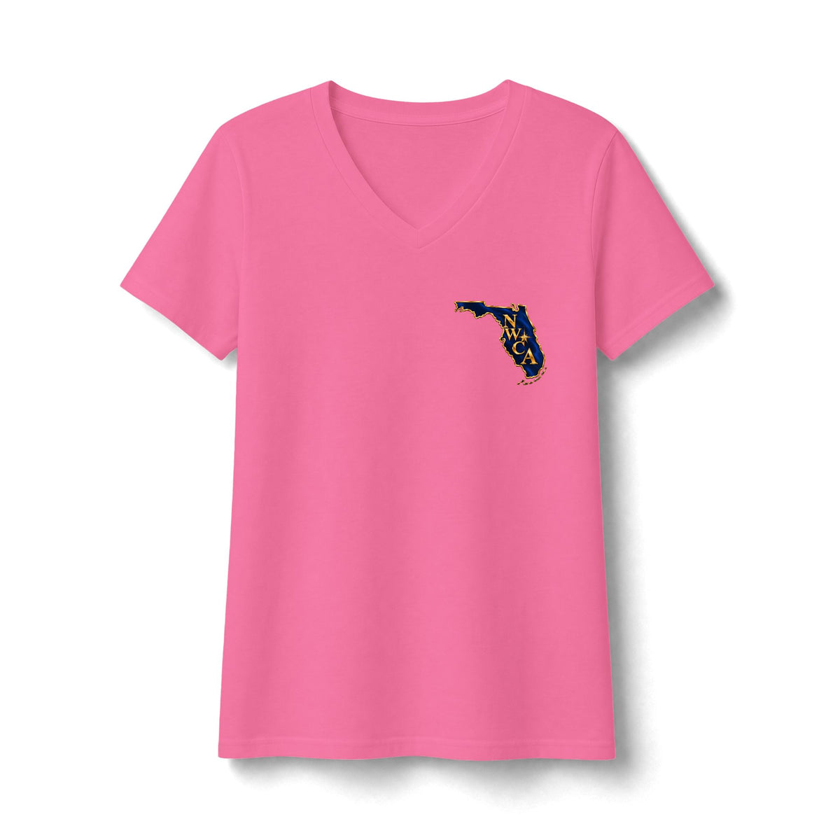Florida NWCA Central Florida V-Neck Tee — Palm Tree Sunset Design