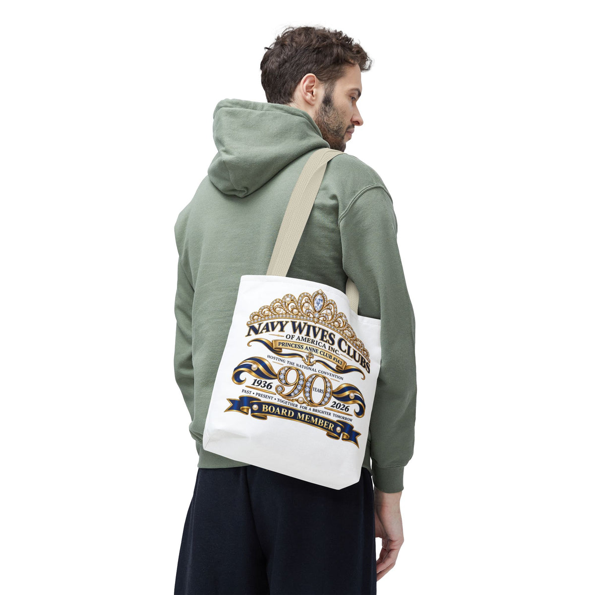 Navy Wives Club Tote Bag — 'Different Journeys, Same Navy Family' AOP Tote