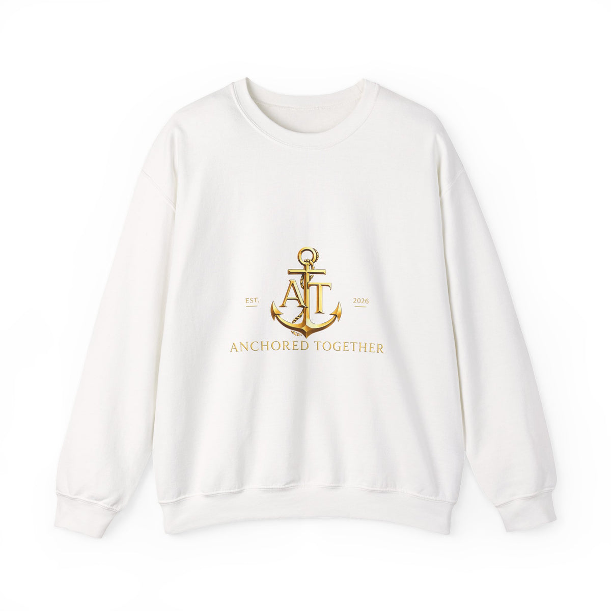 Crewneck Sweatshirt — Gold Anchor 'Anchored Together' Nautical Couples Crew