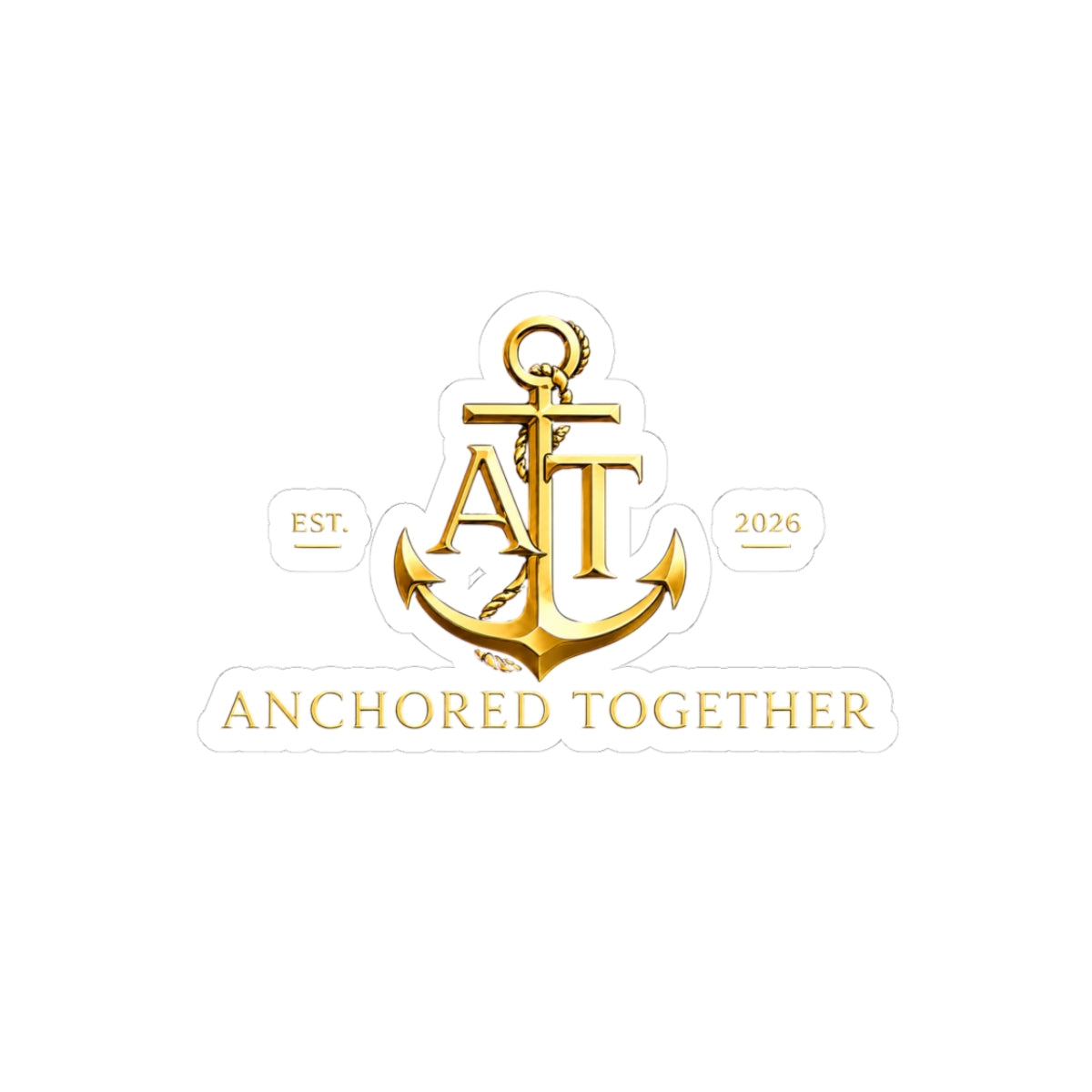 Anchored Together Gold Anchor Kiss-Cut Sticker
