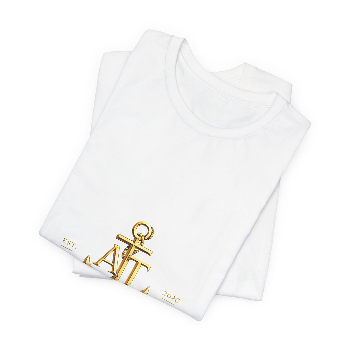 Anchored Together Anchor Tee — Nautical Gold Logo Short Sleeve Shirt