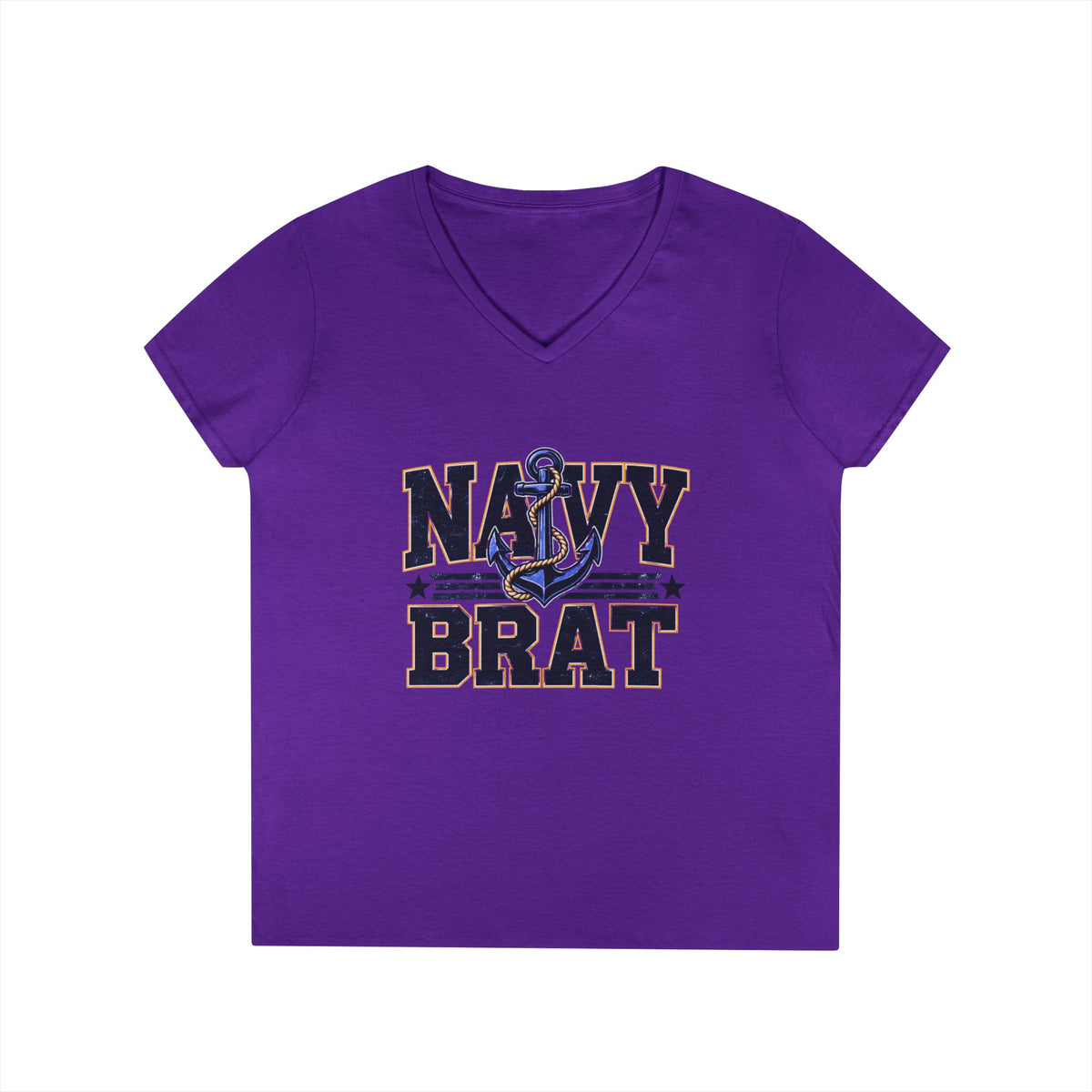 Navy Brat V-Neck Tee — Women's Military Family Shirt
