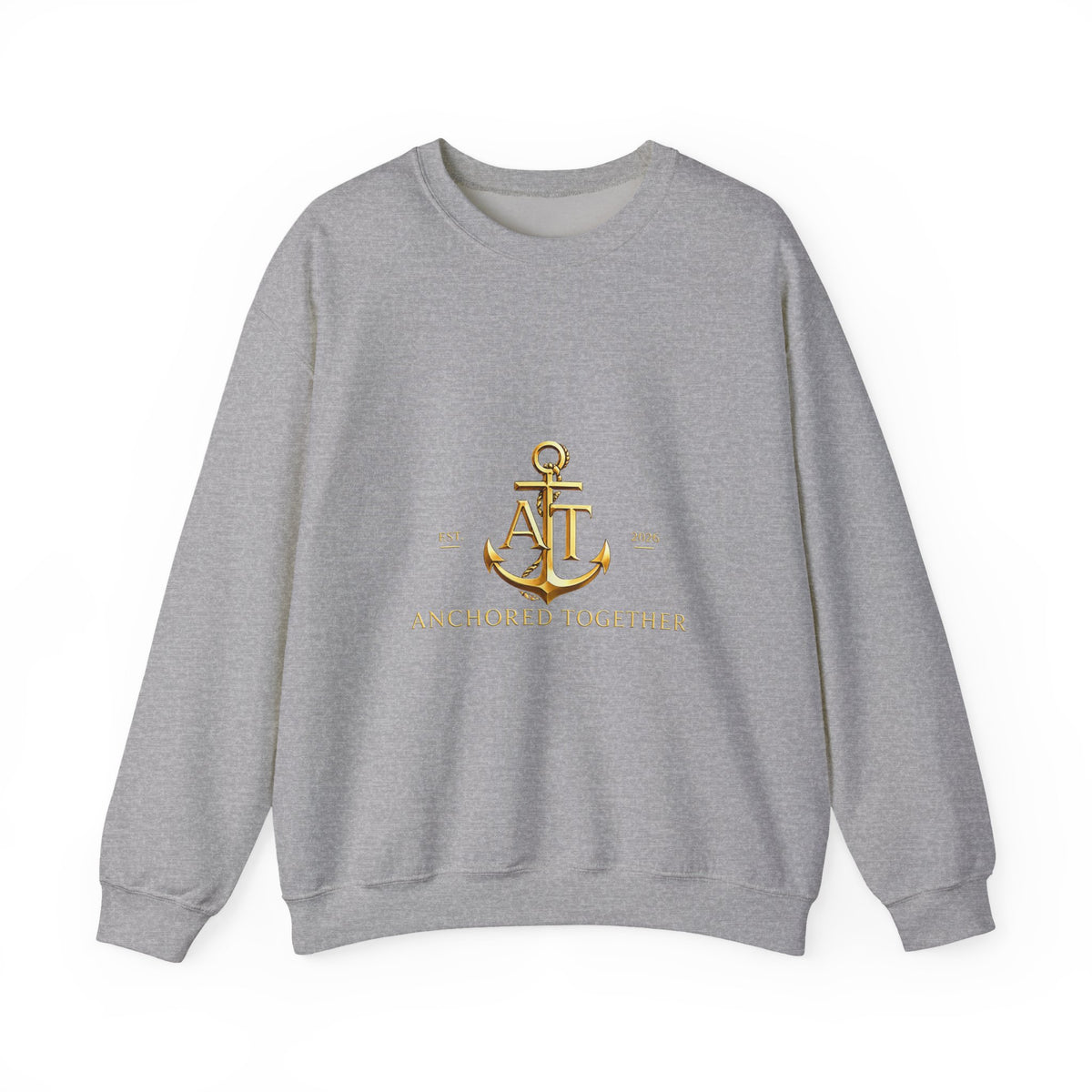 Crewneck Sweatshirt — Gold Anchor 'Anchored Together' Nautical Couples Crew