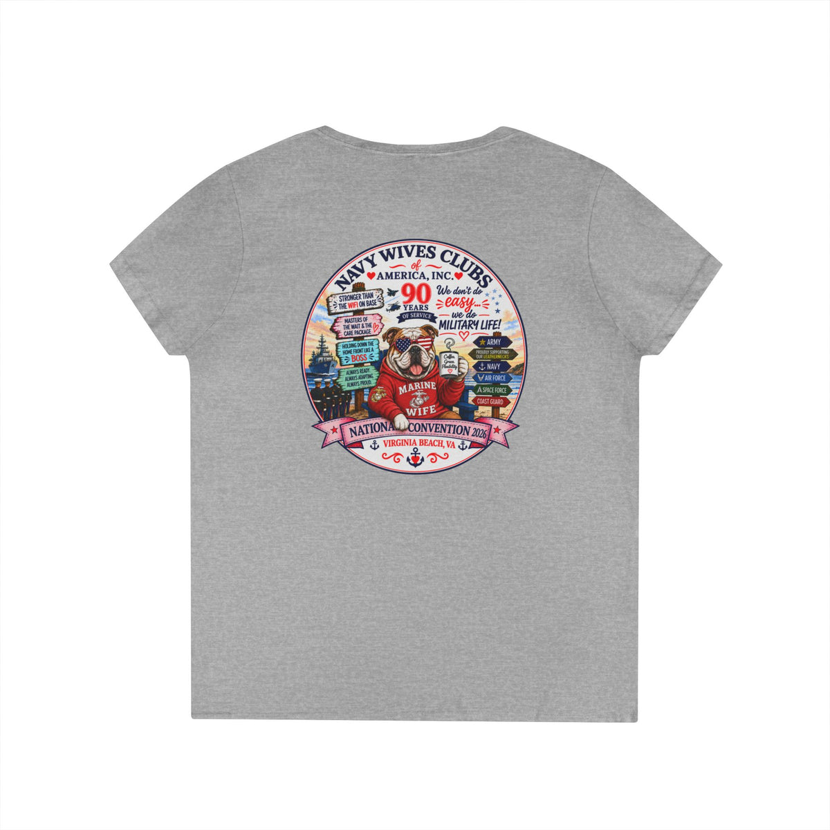 Navy Wives Club 90th Anniversary Reunion Tee — Military Wife V-Neck Gift Shirt