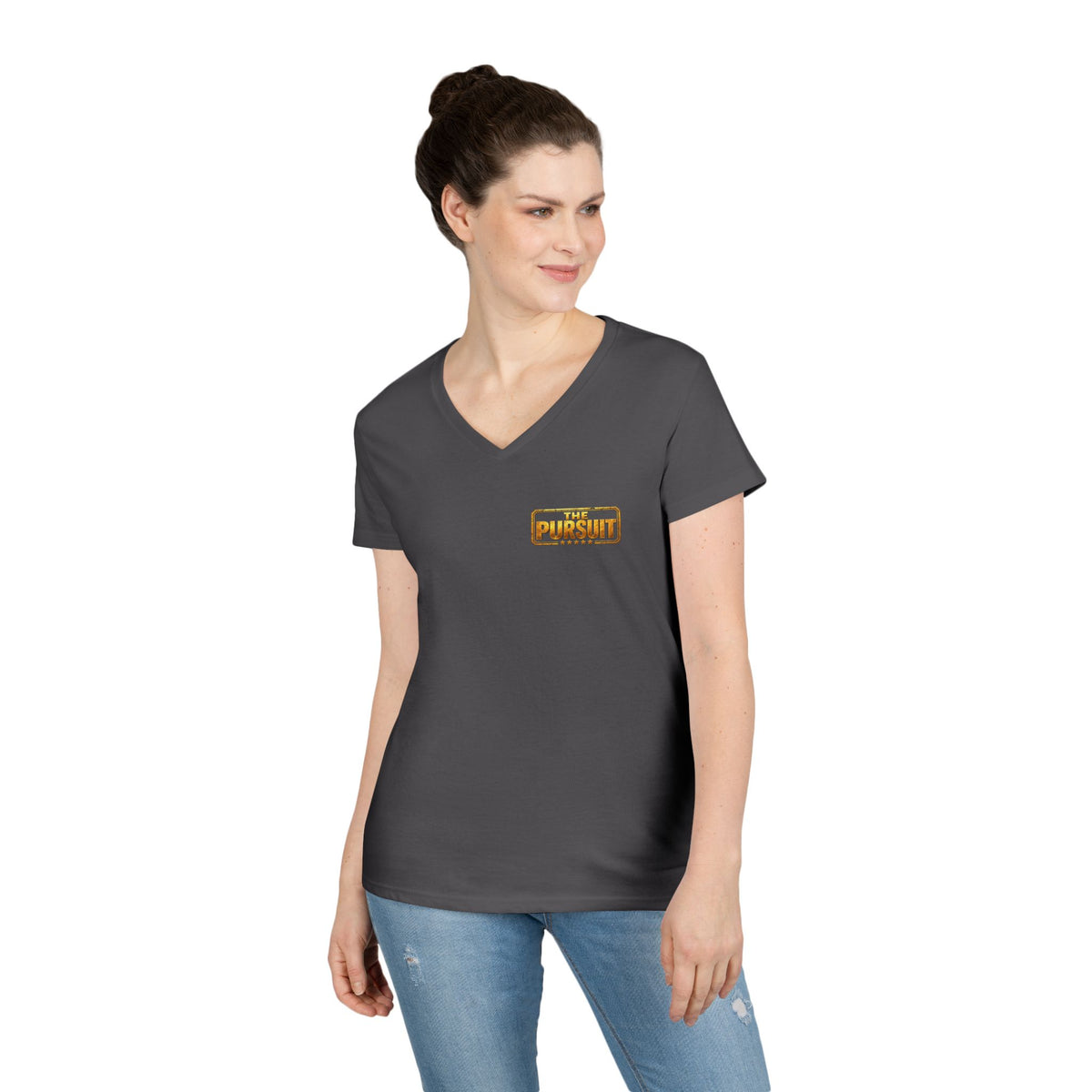 The Pursuit Mission in Progress V-Neck Tee — Travel Packing Graphic