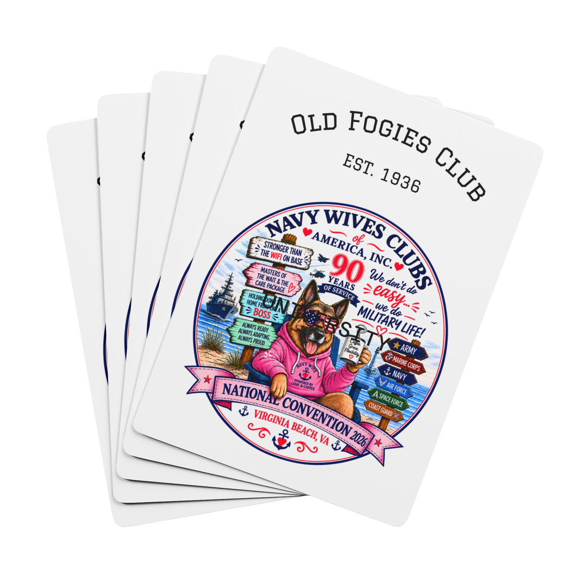 Navy Wives Club Poker Playing Cards — Custom Convention Design - OLD FOGIES CLUB
