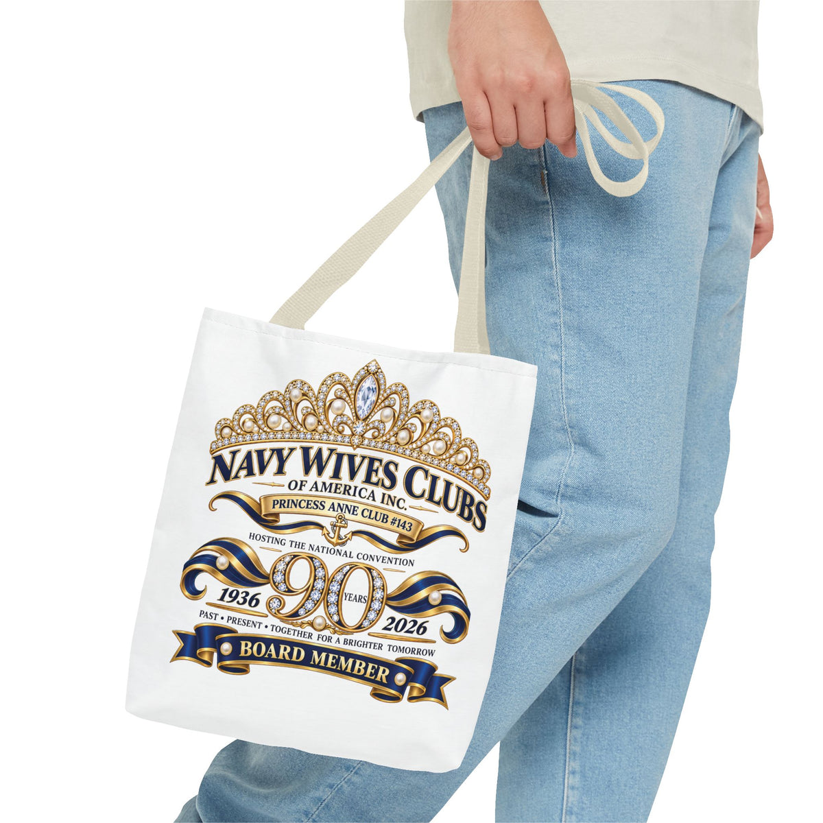 Navy Wives Club Tote Bag — 'Different Journeys, Same Navy Family' AOP Tote
