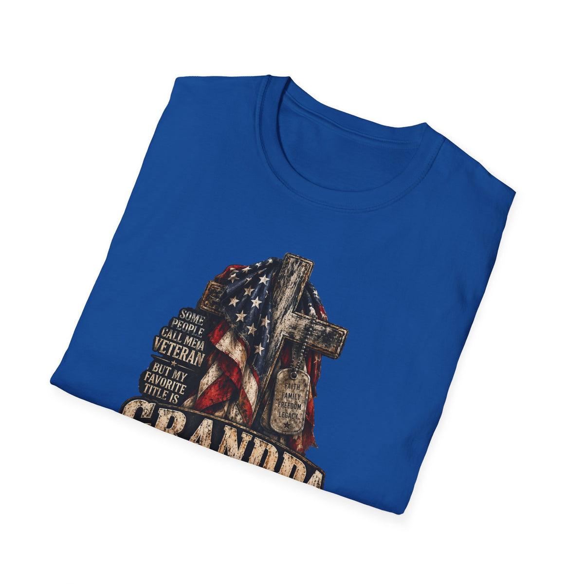 Grandpa Veteran T-Shirt – American Flag Cross Memorial Gift
