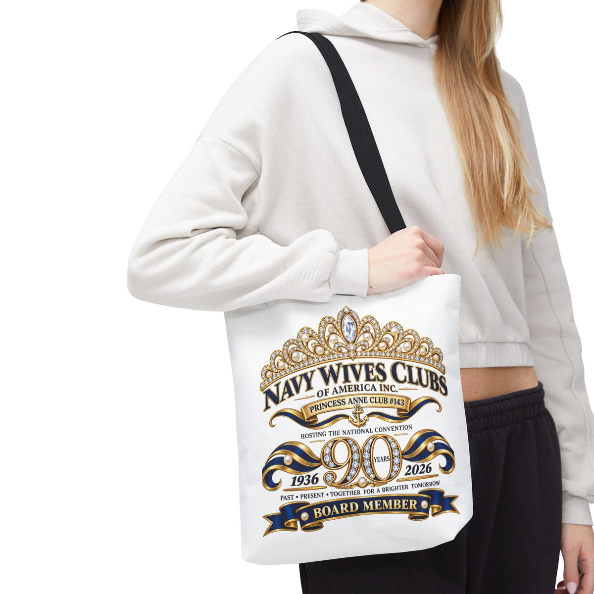 Navy Wives Club Tote Bag — 'Different Journeys, Same Navy Family' AOP Tote