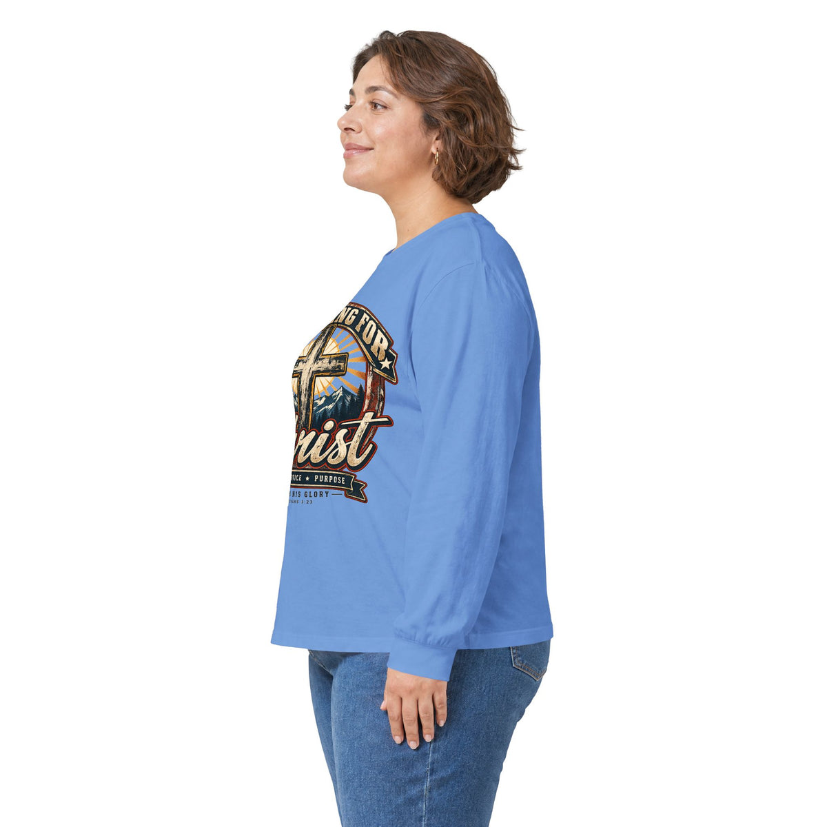 Working for Christ Long Sleeve Tee — Christian Faith Cross Shirt