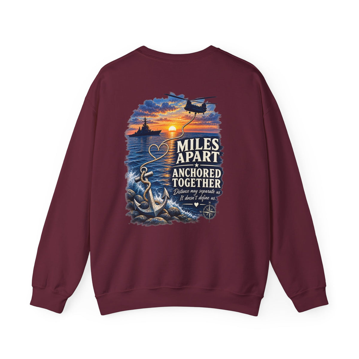 Miles Apart, Anchored Together — Military Family Crewneck Sweatshirt